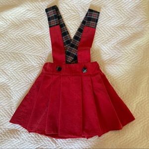 TBBC Pearl Prep Skirt in Richmond Red Corduroy with Ivy Prep Plaid 18-24 Mo